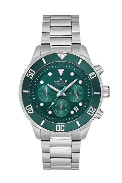Nacar ساعة يد رياضية فضية للرجال من زجاج الياقوت NC37- 294238 -ALM