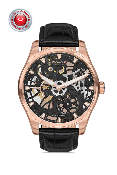 Nacar SAFİR CAM KLASİK SİYAH ERKEK KOL SAATİ NC02-290674-RBL1