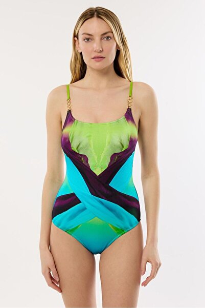 AYYILDIZ 4304 Blue Green Patterned Swimsuit