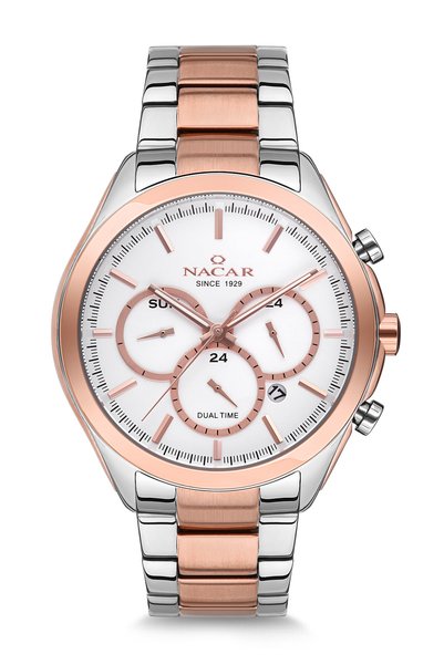 Nacar Silver - Rose Men's Wristwatch Nc34- 290135 -Esrm