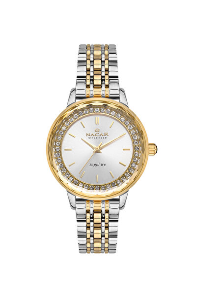Nacar Sapphire Glass Silver - Gold Women's Wristwatch Nc33-398223-Cwms