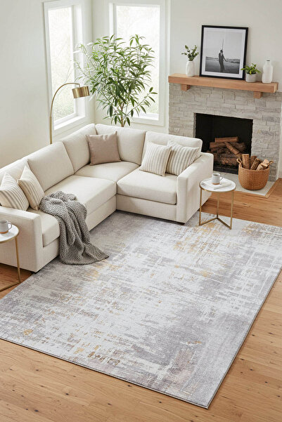 ARTLOOP Funk Dokuma Taban Dekoratif Modern Gri Halı AL 233