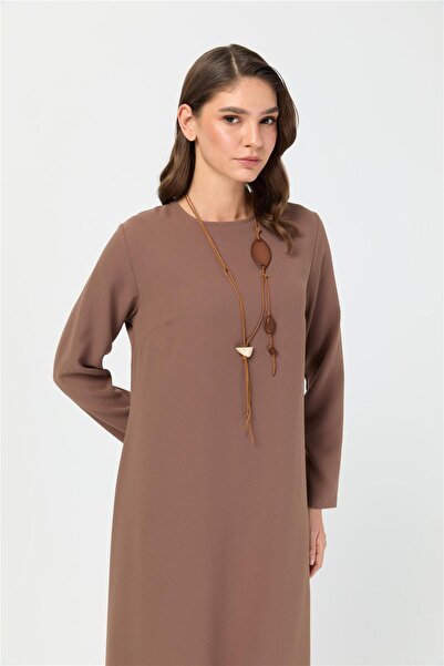 Esswaap Rahat Kesim Kolyeli Elbise Taba