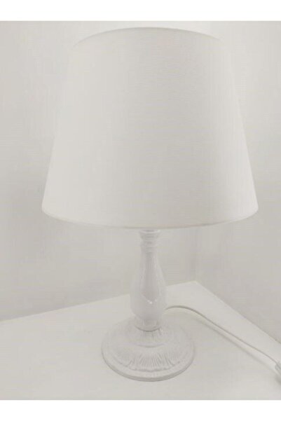 365GUNSERİSONU مصباح طاولة عاكس الضوء ذو الساق المعدنية الكلاسيكية باللون الأبيض مع قبعة مقاس 30 بوصة