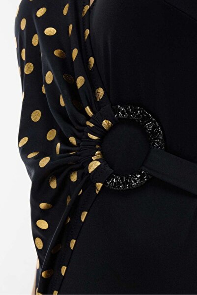 AYYILDIZ 4306 Χρυσό πουά μαγιό με μαύρο σχέδιο