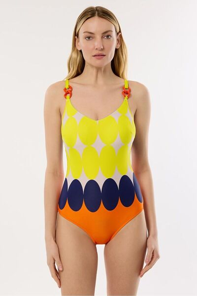 AYYILDIZ 4300 Yellow Patterned Recovery Swimsuit