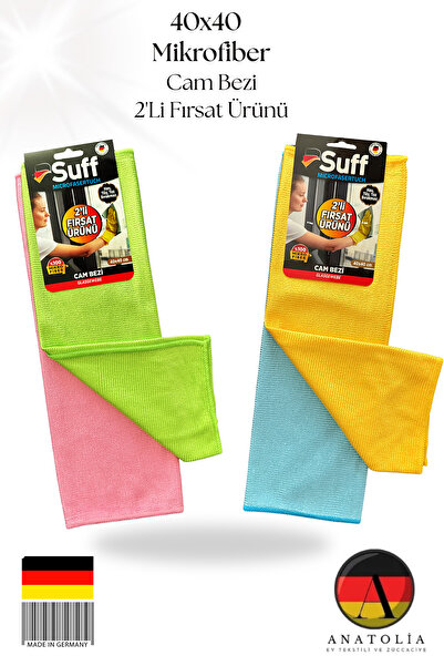 Suff 2'li Mikrofiber Lale Cam Ayna Parlak Yüzey Bezi 40*40 (1Set 2Li)