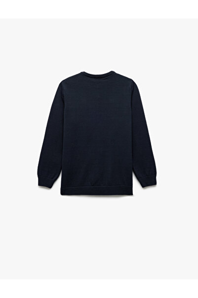 Koton Pulover de școală din bumbac cu mânecă lungă și decolteu în V