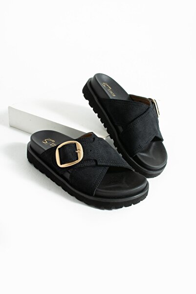 stato Tekstil-Nappa Lightweight Comfort Women's Black Slippers 25Y-1482