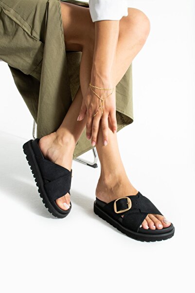 stato Tekstil-Nappa Lightweight Comfort Women's Black Slippers 25Y-1482