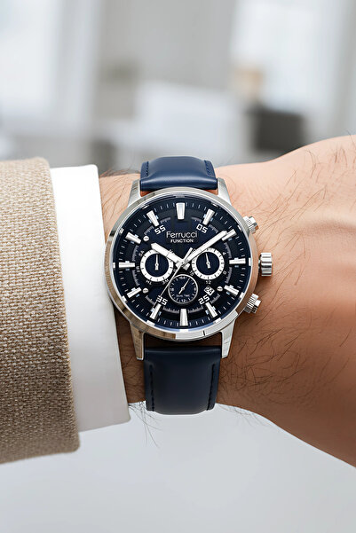 Ferrucci Function Lacivert Renk Deri Kordonlu Erkek Kol Saati zmfer064