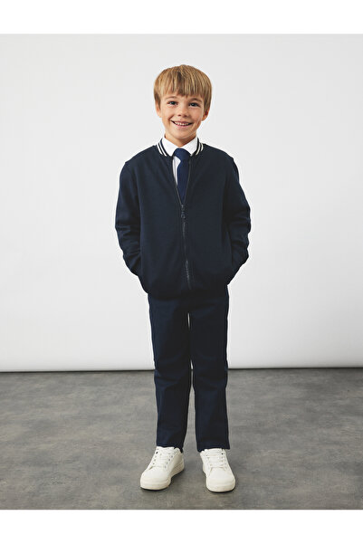 Koton Pamuklu Cepli Şerit Detaylı Kolej Yaka Uzun Kollu Fermuarlı Bomber Okul Ceketi