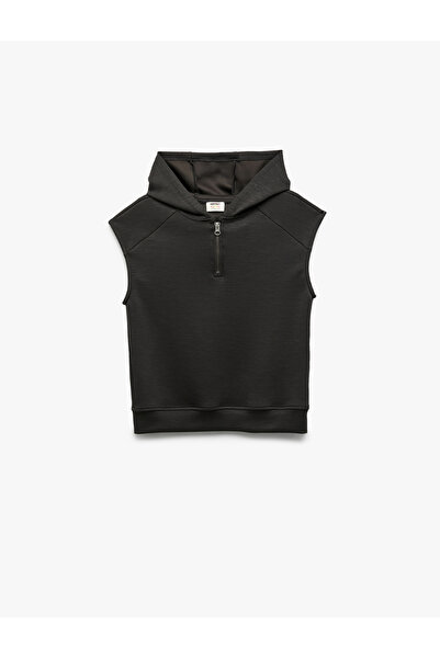 Koton Hanorac fără mâneci din amestec de viscoză cu detaliu cu fermoar tricou