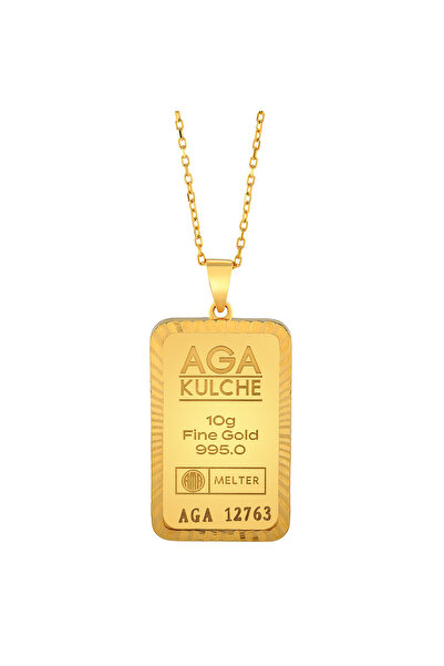 aga kulche 10 gr Kalemli Altın Külçe Kolye
