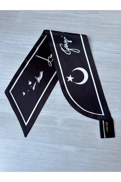 EMAYS DESIGN Atatürk İmzalı Ay Yıldız Tasarımlı Kravat Eşarp Fular