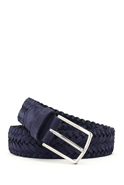 Derimod Men's Navy Blue Knitted Leather Belt 000A2D1306129