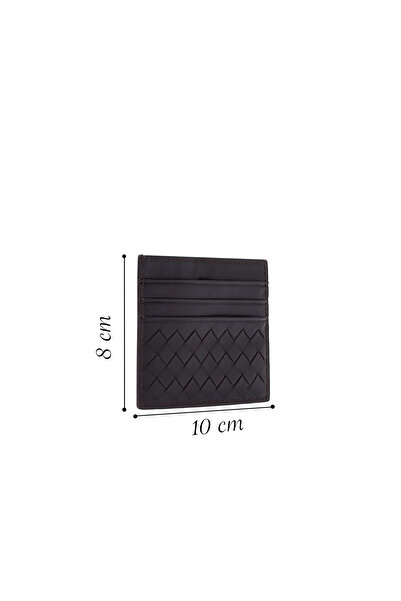 Derimod Men's Brown Braided Leather Card Holder 000A2D361329