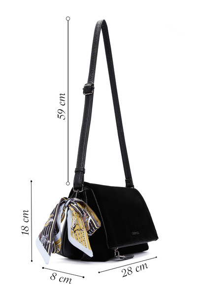 Derimod Women's Black Suede Crossbody Bag 25Wbd246910