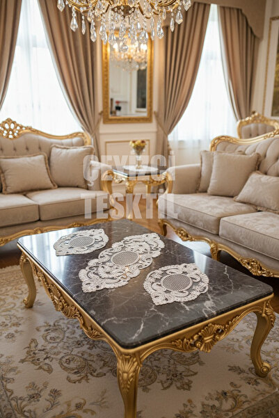 Çt Çeyizci Tekstil Set de sufragerie, dormitor 3 piese fata de masa de cafea, fata de masa set de camera 3 piese