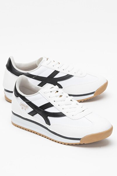 Liger Kadın Denye Kumaş Günlük Spor Ayakkabı BEYAZ - SİYAH