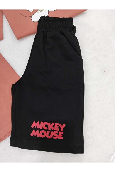 Store Cep Detaylı Mickey Baskılı Şortlu Erkek Çocuk Yazlık Takım Alt-üst Takım Plaj Deniz