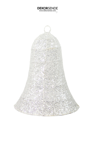 Dekorsende Χριστουγεννιάτικο Στολίδι Ασημί Μονόδρομο Σύρμα Μισό Κουδούνι Λευκό 30 εκ.