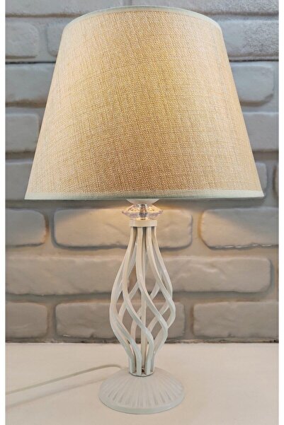 365GUNSERİSONU قماش كريمي مطلي بالذهب مقاس 30 بوصة - مصباح طاولة عاكس الضوء ب...