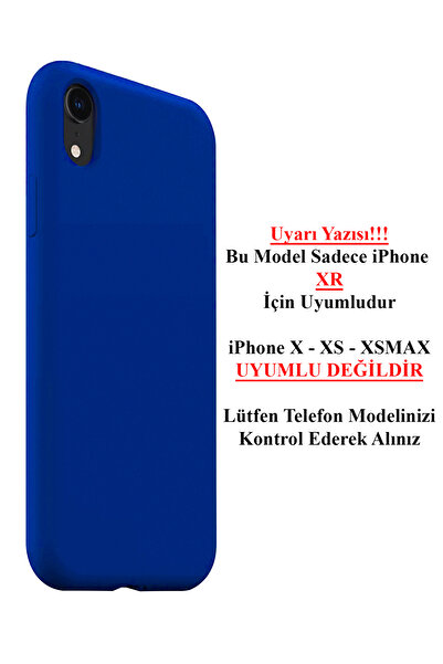 Merwish İphone Xr Uyumlu Içi Kadife Logolu Lansman Silikon Kılıf Kapak Sax Blue