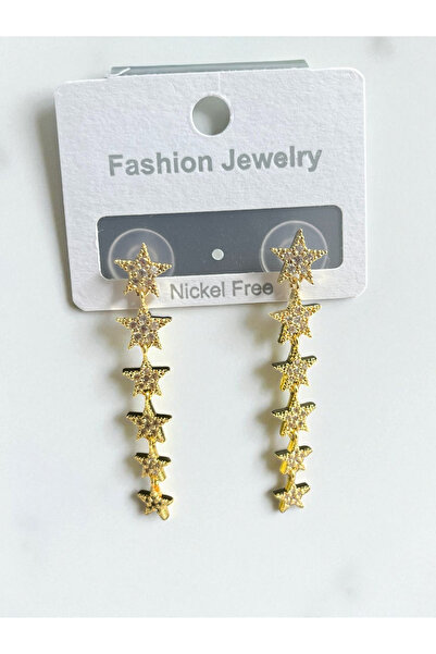 NAİFTAKIAKSESUAR Kadın Gold Uzun Sallantı Çelik Yıldız Küpe