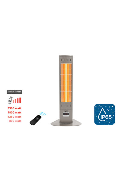 Dysis Single X Karbon Serisi IP65 Suya-Toza Dayanıklı 2300 W Bej Uzaktan Kumandalı İç/Dış Mekan Isıtıcı