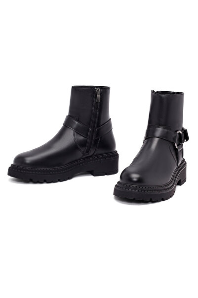 Derimod Kadın Siyah Fermuarlı Kalın Tabanlı Bot 25WFE251018