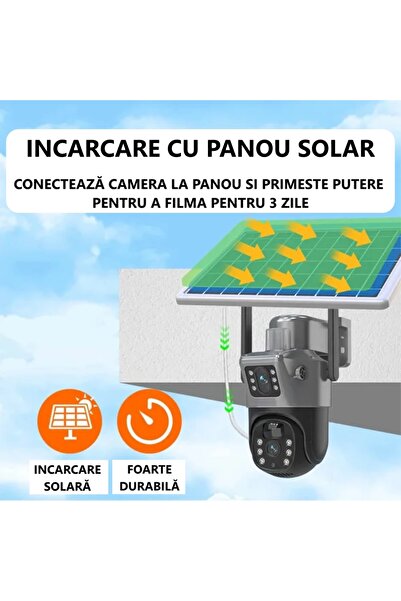 hoffmans Σετ 2 καμερών παρακολούθησης 4G + ηλιακό πάνελ, 2 περιστρεφόμενοι φακοί, κάρτες που περιλαμβάνονται