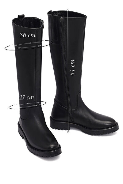 Derimod Women's Black Zippered Leather Boots 25Wfd152018