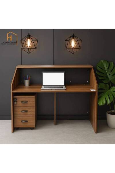 Al Saada Home Premium Wooden Counter Desk - 140×60×110cm - Brown