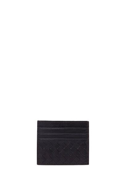 Derimod Men's Brown Braided Leather Card Holder 000A2D361329