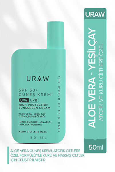 Uraw Aloe Vera Güneş Kremi | Spf 50 Ile Ve Atopik Ciltler Için Nemlendirici G...
