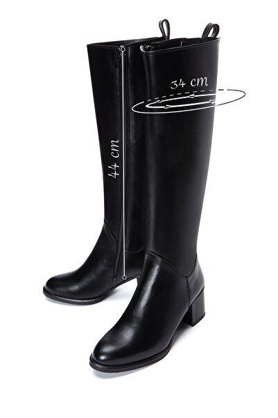 Derimod Kadın Siyah Fermuarlı Kalın Topuklu Çizme 25WFE250518