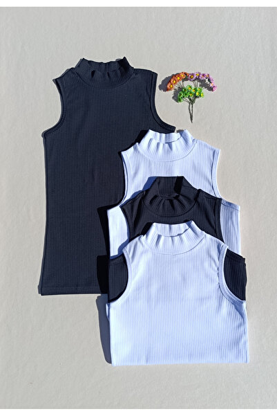 siyalife Чорний, білий жіночий боді з фітільним коміром без рукавів, 4 штуки ...