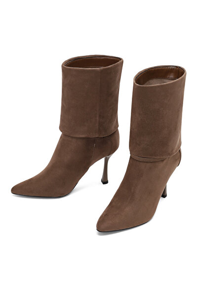 Derimod Kadın Vizon İnce Topuklu Süet Bot 25AFE481010