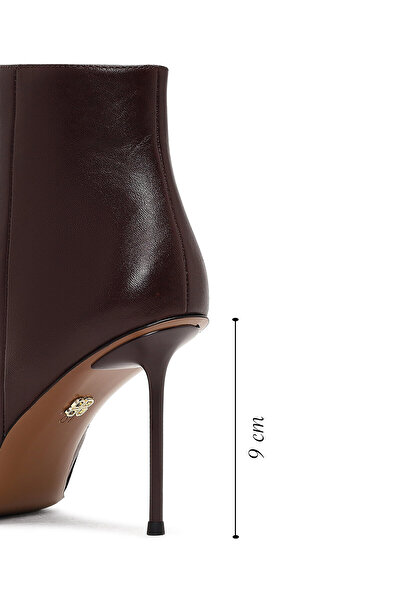 Derimod Kadın Bordo Fermuarlı İnce Topuklu Deri Bot 25WFD101218