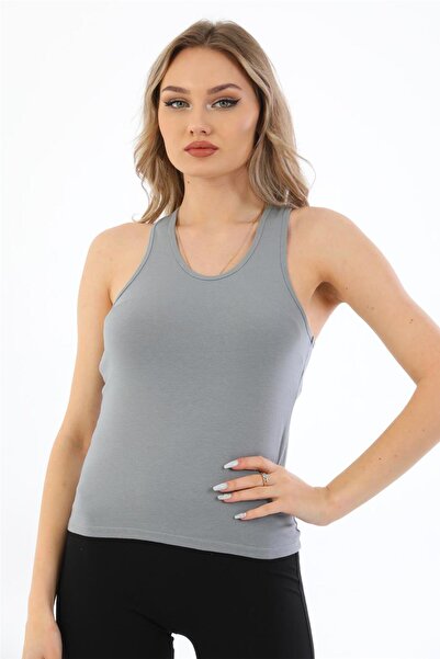 penyebizden Women's Cotton Lycra Sports Tank Top-Grey