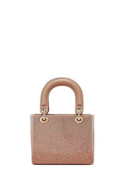 Derimod Women's Beige Long Strap Stone Mini Evening Dress with Handbag 25Abd2950Ts