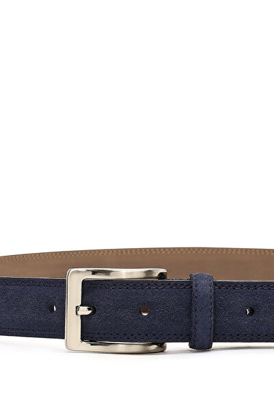 Derimod Men's Navy Blue Suede Leather Belt 000A2D1305810