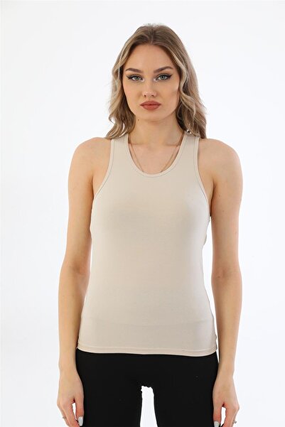 penyebizden Women's Cotton Lycra Athlete Strappy Undershirt Beige