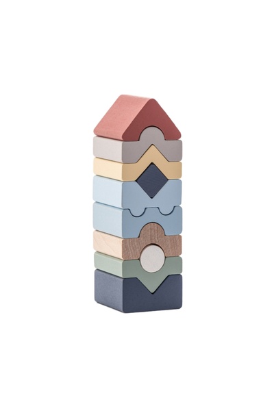 CUBIKA Jucarie din lemn Cubika, Set Constructii Turn - 10 piese