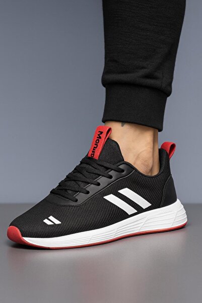 homiro Унісекс трикотажні кросівки на шнурівці з поліестеровою підошвою - чорні-білі-червоні