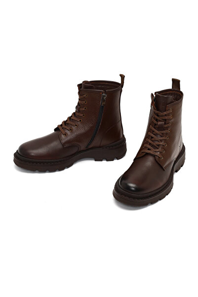 Derimod Erkek Kahverengi Bağcıklı Fermuarlı Deri Casual Bot 25WFD681114