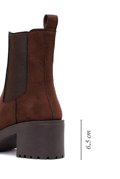 Derimod Kadın Kahverengi Kalın Topuklu Süet Chelsea Bot 25WFE251610