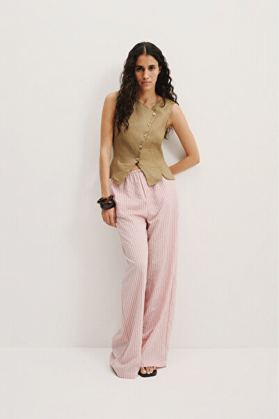 Pilea Lora Linen Asymmetric Vest