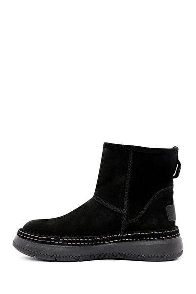 Derimod Women's Black Suede Leather Teddy Boots 25Wfd130410